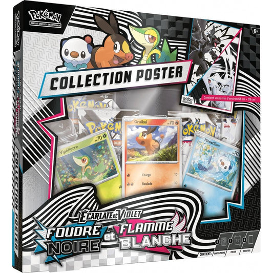 Pokemon Coffret - 4 boosters Collection POSTER - V10.5 Ecarlate et Violet - Foudre Noire & Flamme Blanche 