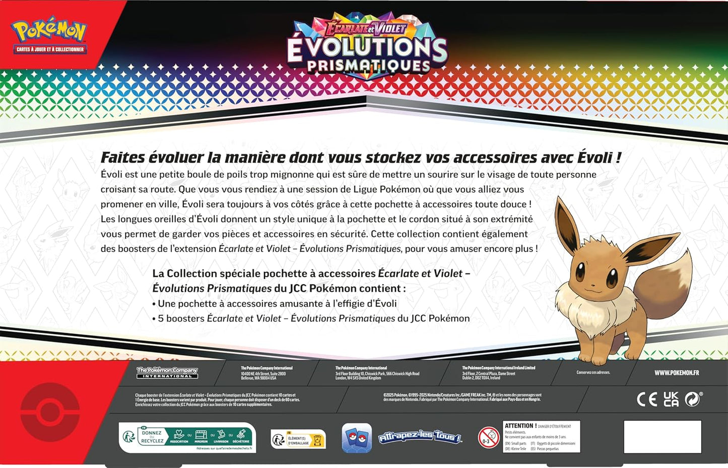 'Pokémon - Pokemon Coffret - EV8.5 - Evolutions Prismatiques (Pochette à Accessoires + 5 boosters)